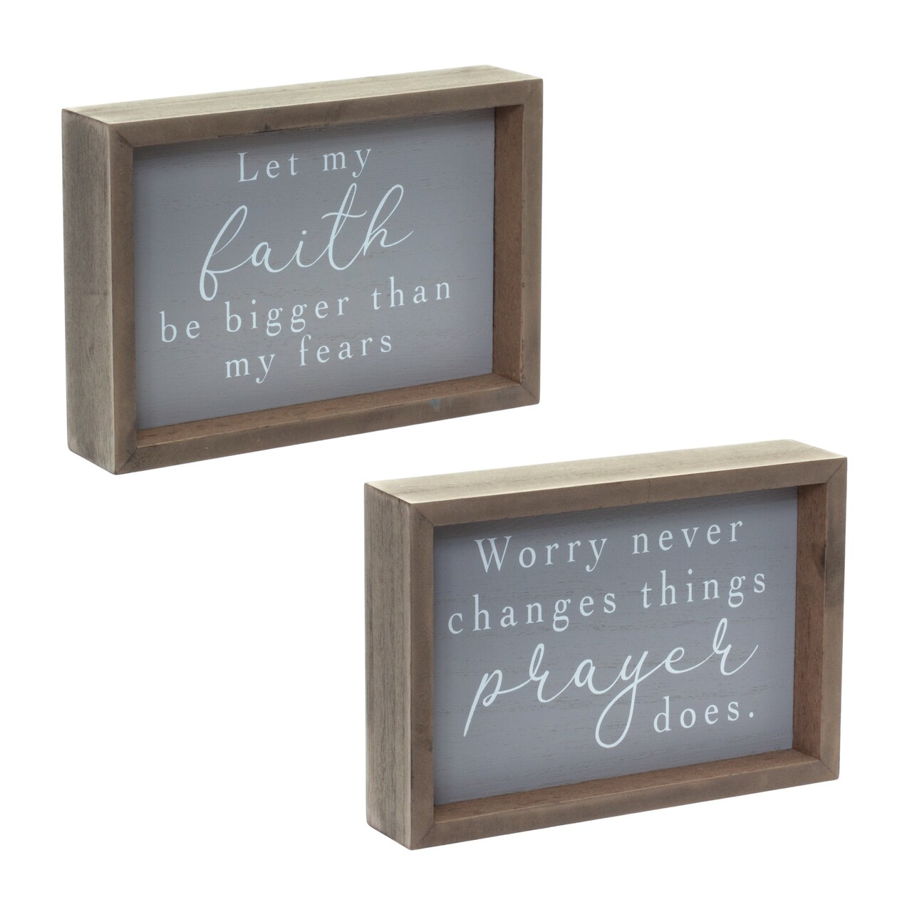Melrose Inspirational Prayer and Faith Wood Frame Plaques - 7" - Set of 2